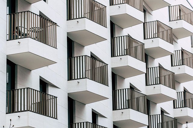 家, 建物, バルコニー, アパート, ファサード, 住宅, 構造